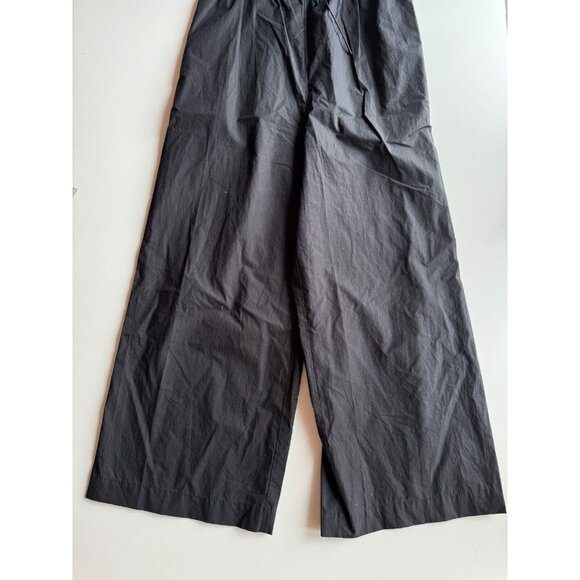 REBECCA TAYLOR Black Cotton Poplin Square Neck Wide Leg Cropped Jumpsuit, Size 2 - Picture 5 of 12